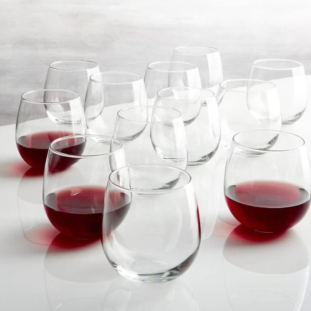 Crate & Barrel Stemless Wine Glasses Clear Glass set of 6 Entertaining Classic